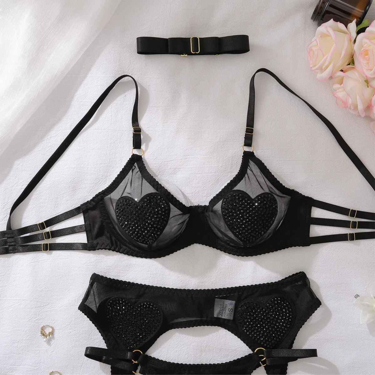 Erocult - Lingerie Set – Midnight Hearts - 